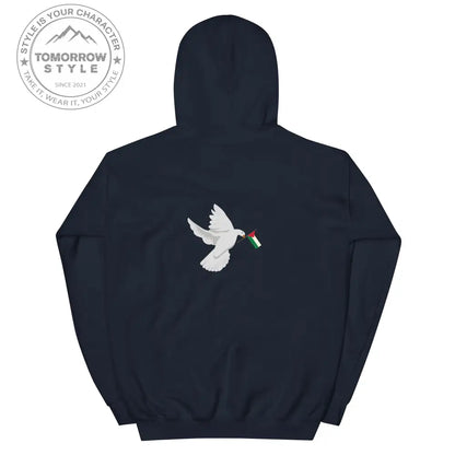 Herren Hoodie mit besticktem Frieden Vogel und Palästinenserflagge - Tomorrow Style