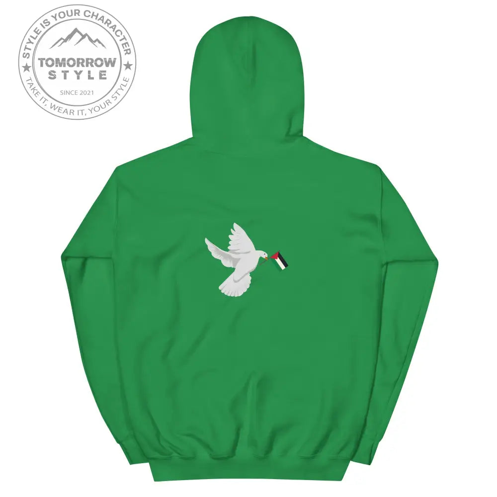 Herren Hoodie mit besticktem Frieden Vogel und Palästinenserflagge - Tomorrow Style