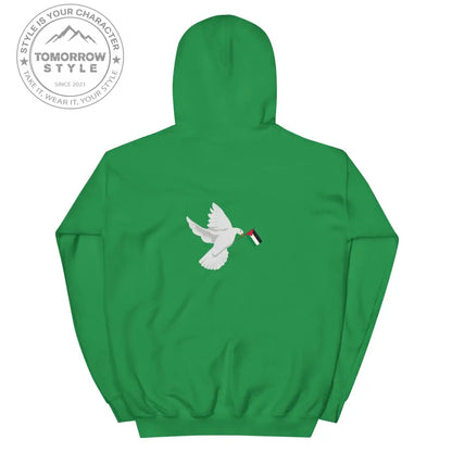 Herren Hoodie mit besticktem Frieden Vogel und Palästinenserflagge - Tomorrow Style