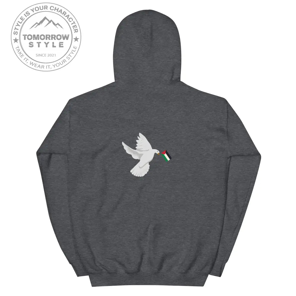 Herren Hoodie mit besticktem Frieden Vogel und Palästinenserflagge - Tomorrow Style