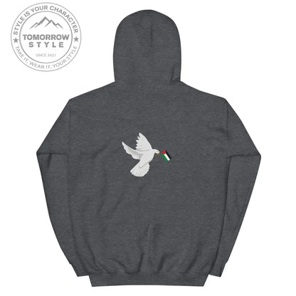 Herren Hoodie mit besticktem Frieden Vogel und Palästinenserflagge - Tomorrow Style
