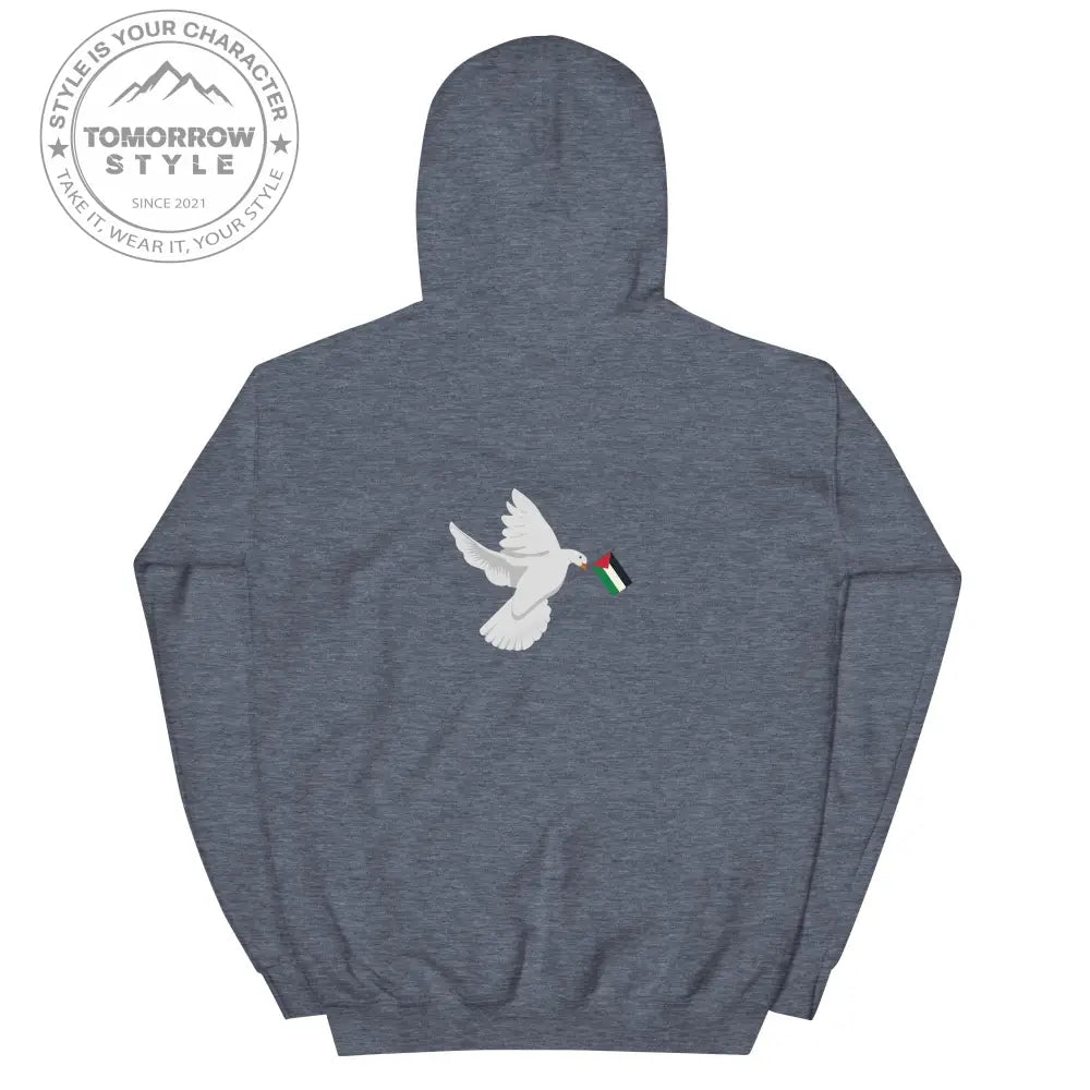 Herren Hoodie mit besticktem Frieden Vogel und Palästinenserflagge - Tomorrow Style