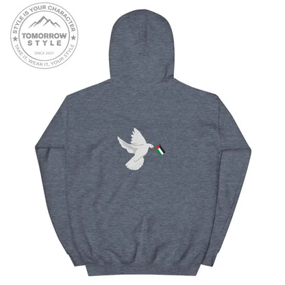 Herren Hoodie mit besticktem Frieden Vogel und Palästinenserflagge - Tomorrow Style