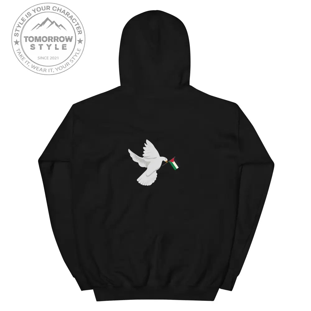 Herren Hoodie mit besticktem Frieden Vogel und Palästinenserflagge - Tomorrow Style