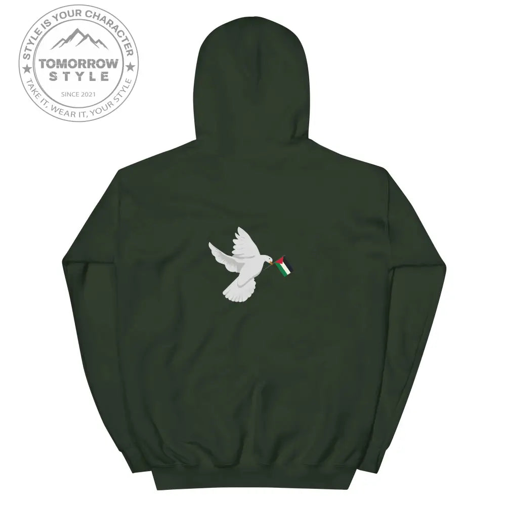 Herren Hoodie mit besticktem Frieden Vogel und Palästinenserflagge - Tomorrow Style