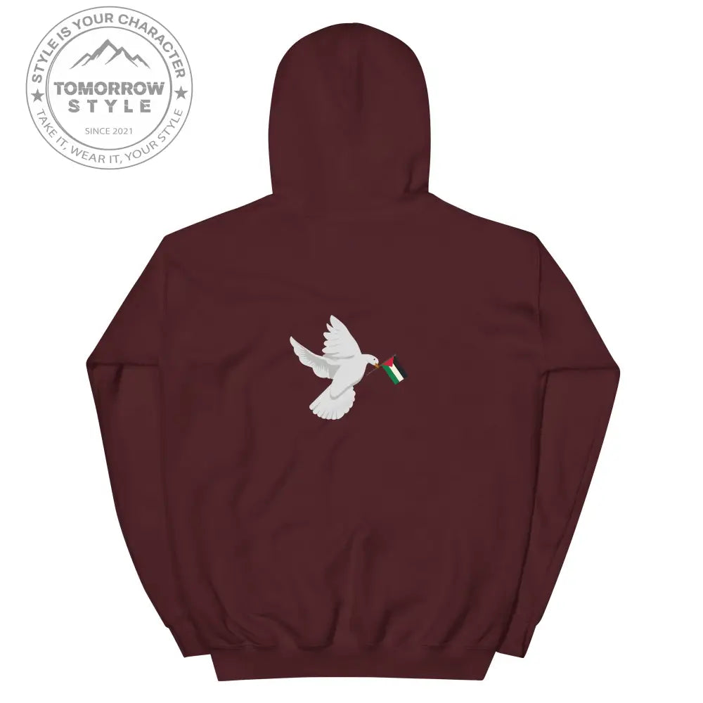 Herren Hoodie mit besticktem Frieden Vogel und Palästinenserflagge - Tomorrow Style