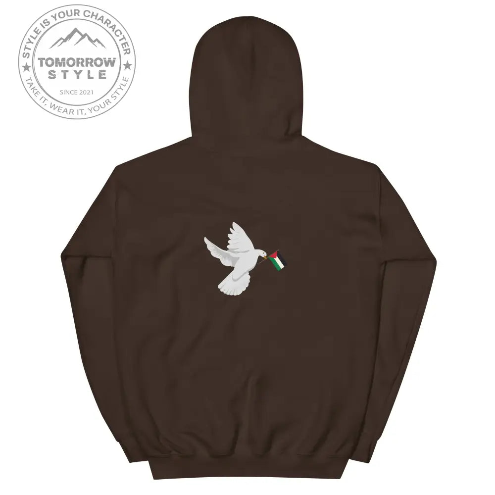 Herren Hoodie mit besticktem Frieden Vogel und Palästinenserflagge - Tomorrow Style