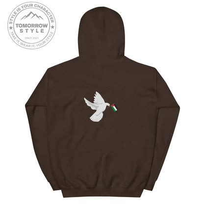 Herren Hoodie mit besticktem Frieden Vogel und Palästinenserflagge - Tomorrow Style
