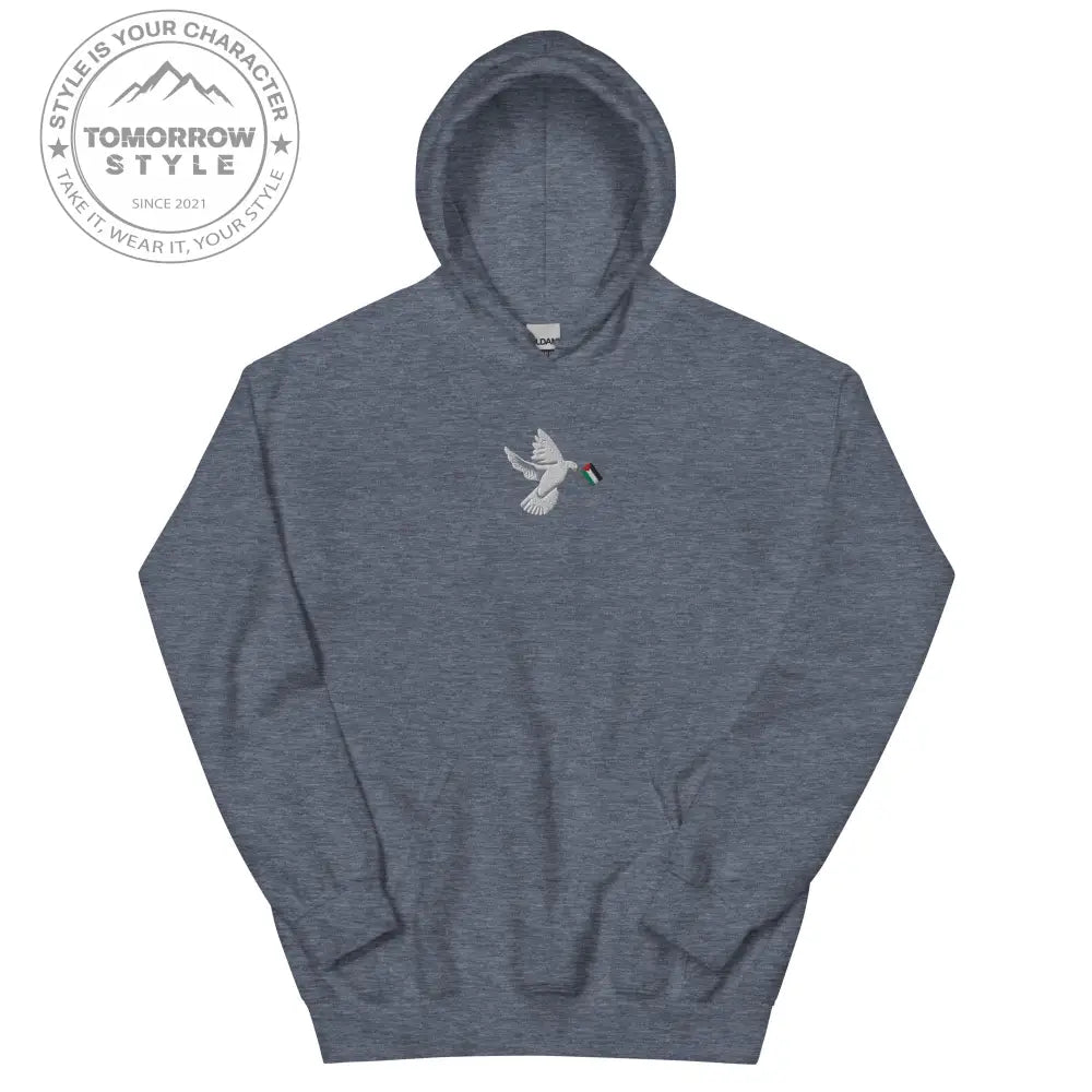 Herren Hoodie mit besticktem Frieden Vogel und Palästinenserflagge - Tomorrow Style