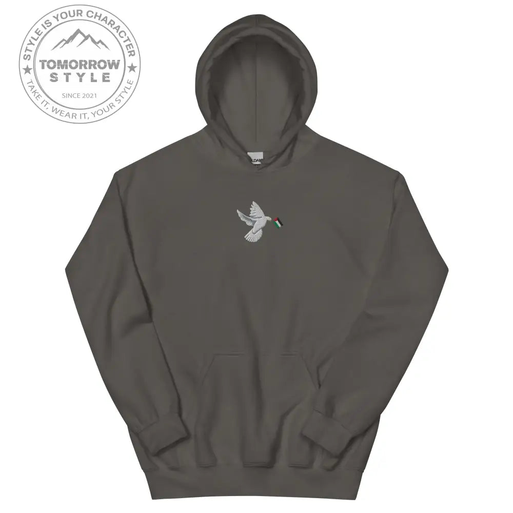 Herren Hoodie mit besticktem Frieden Vogel und Palästinenserflagge - Tomorrow Style
