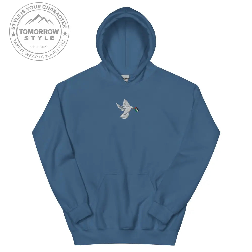 Herren Hoodie mit besticktem Frieden Vogel und Palästinenserflagge - Tomorrow Style