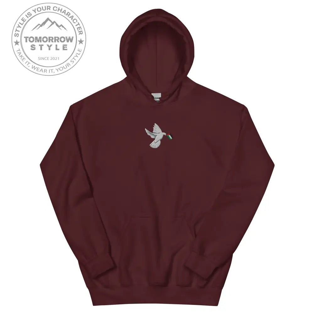 Herren Hoodie mit besticktem Frieden Vogel und Palästinenserflagge - Tomorrow Style