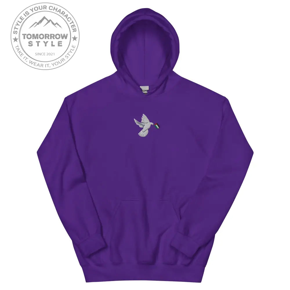 Herren Hoodie mit besticktem Frieden Vogel und Palästinenserflagge - Tomorrow Style