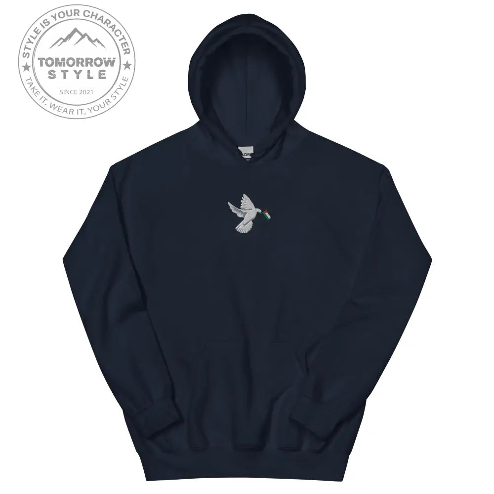 Herren Hoodie mit besticktem Frieden Vogel und Palästinenserflagge - Tomorrow Style
