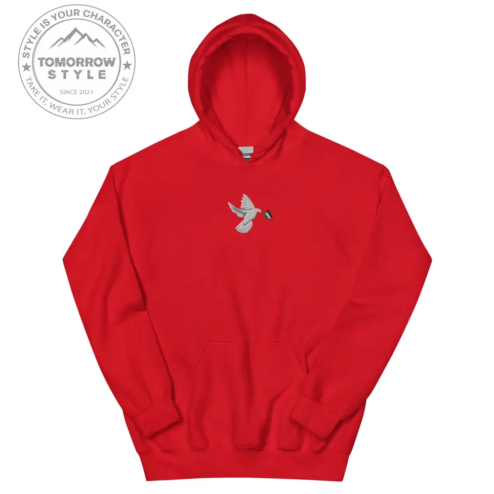 Herren Hoodie mit besticktem Frieden Vogel und Palästinenserflagge - Tomorrow Style