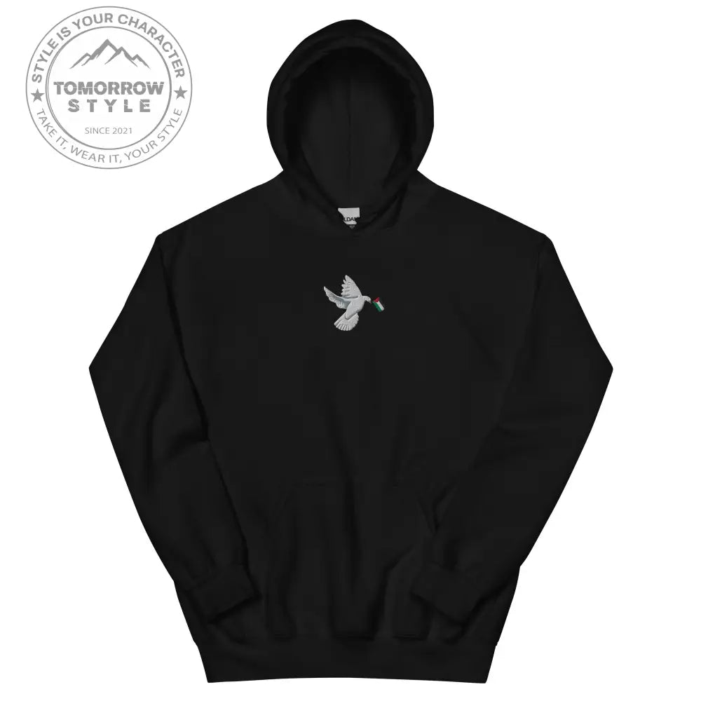 Herren Hoodie mit besticktem Frieden Vogel und Palästinenserflagge - Tomorrow Style