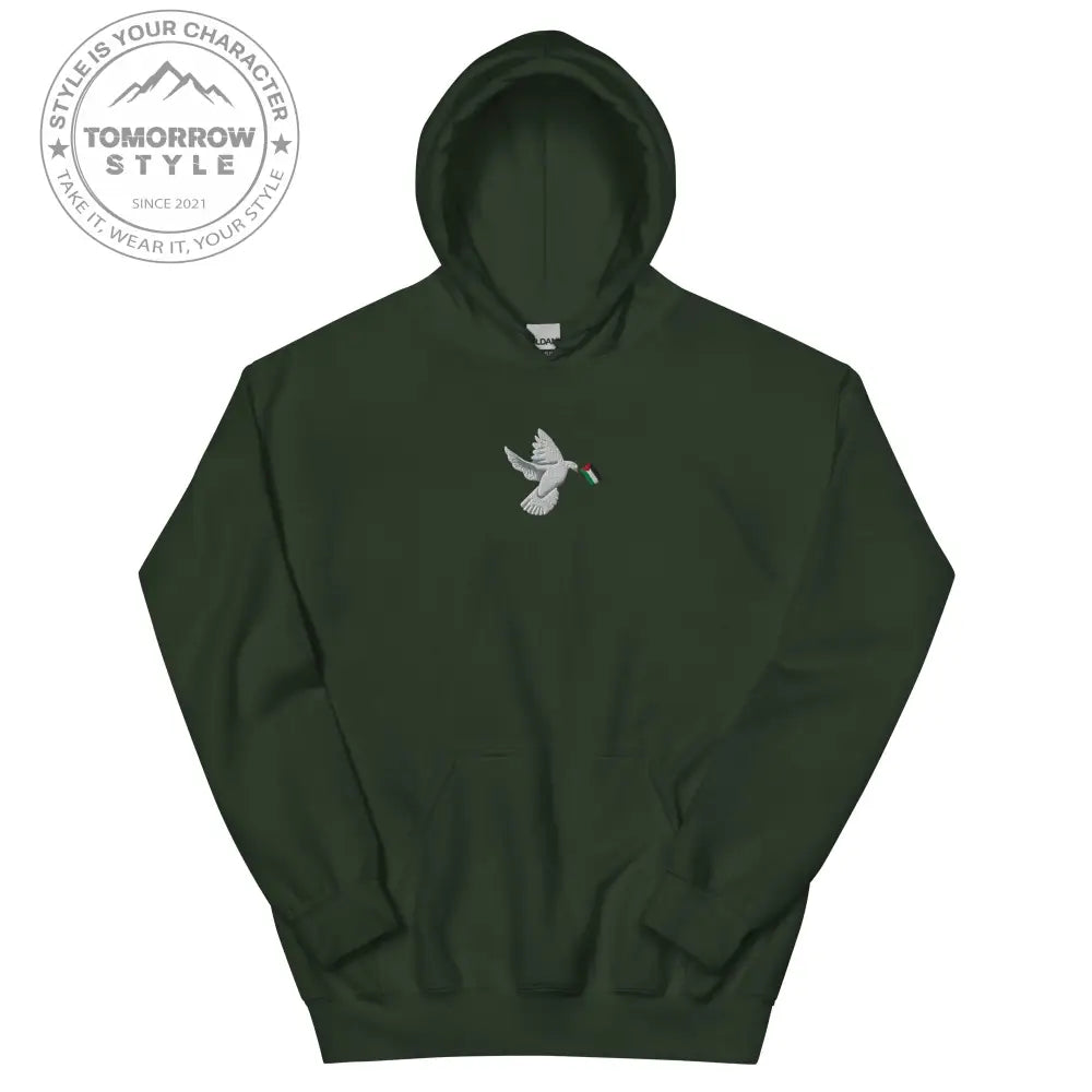 Herren Hoodie mit besticktem Frieden Vogel und Palästinenserflagge - Tomorrow Style