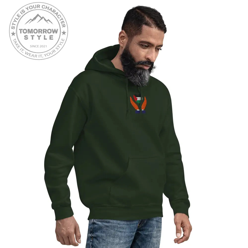 Herren Hoodie mit bestickter Palästinenserflagge - Tomorrow Style