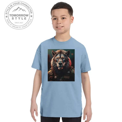 Klassisches Rundhals - T-Shirt für Kinder – Stylischer Soldier Lion Druck - Tomorrow Style