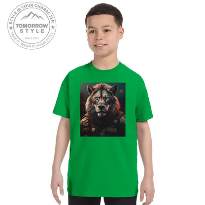 Klassisches Rundhals - T-Shirt für Kinder – Stylischer Soldier Lion Druck - Tomorrow Style