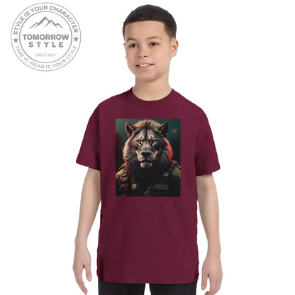 Klassisches Rundhals - T-Shirt für Kinder – Stylischer Soldier Lion Druck - Tomorrow Style