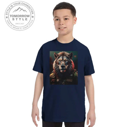 Klassisches Rundhals - T-Shirt für Kinder – Stylischer Soldier Lion Druck - Tomorrow Style