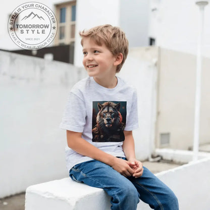 Klassisches Rundhals - T-Shirt für Kinder – Stylischer Soldier Lion Druck - Tomorrow Style