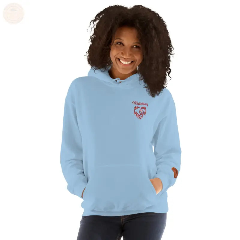 Bestickte Damen Hoodie - Hellblau / S