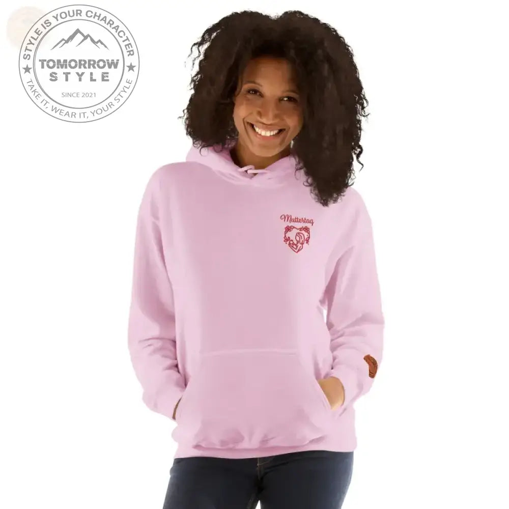 Bestickte Damen Hoodie - Hellpink / S