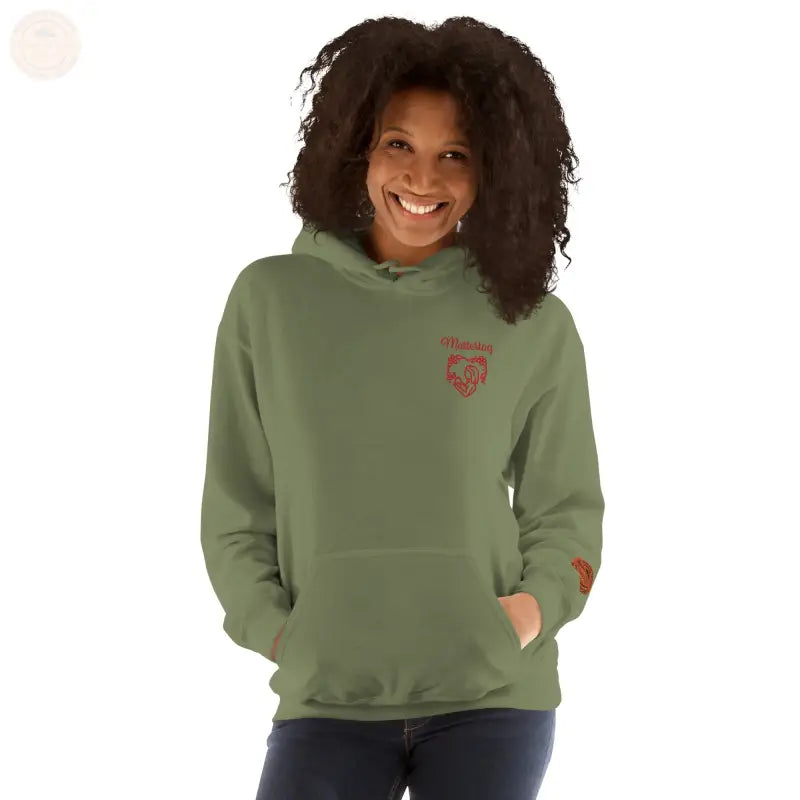 Bestickte Damen Hoodie - Militärgrün / S