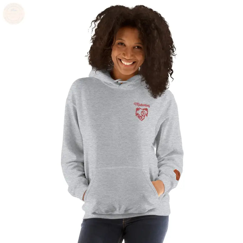 Bestickte Damen Hoodie - Sportgrau / S