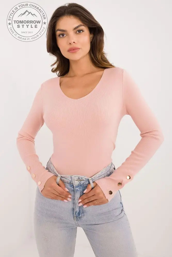 Lässiger Damenpulli mit V-Ausschnitt und dekorativen Knöpfen – Ideal für Alltag und Büro - Tomorrow Style