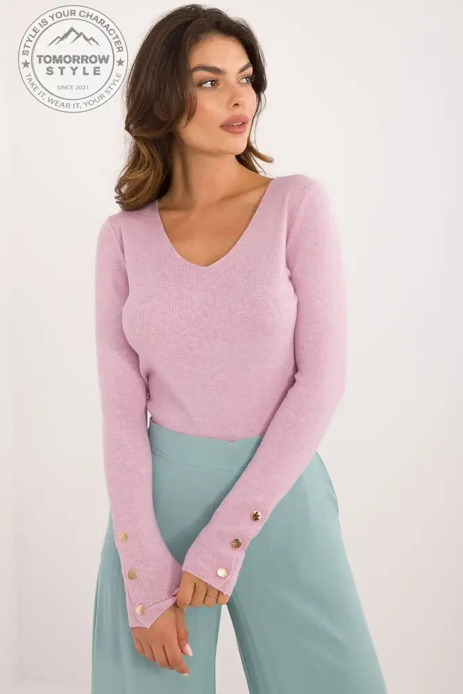 Lässiger Damenpulli mit V-Ausschnitt und dekorativen Knöpfen – Ideal für Alltag und Büro - Tomorrow Style