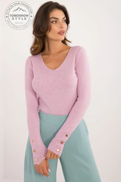 Lässiger Damenpulli mit V-Ausschnitt und dekorativen Knöpfen – Ideal für Alltag und Büro - Tomorrow Style