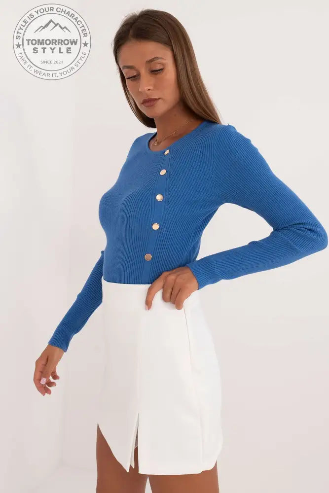 Lässiger Damenpullover mit dekorativen Knöpfen und klassischem Design – Ideal für Alltag und Büro - Tomorrow Style