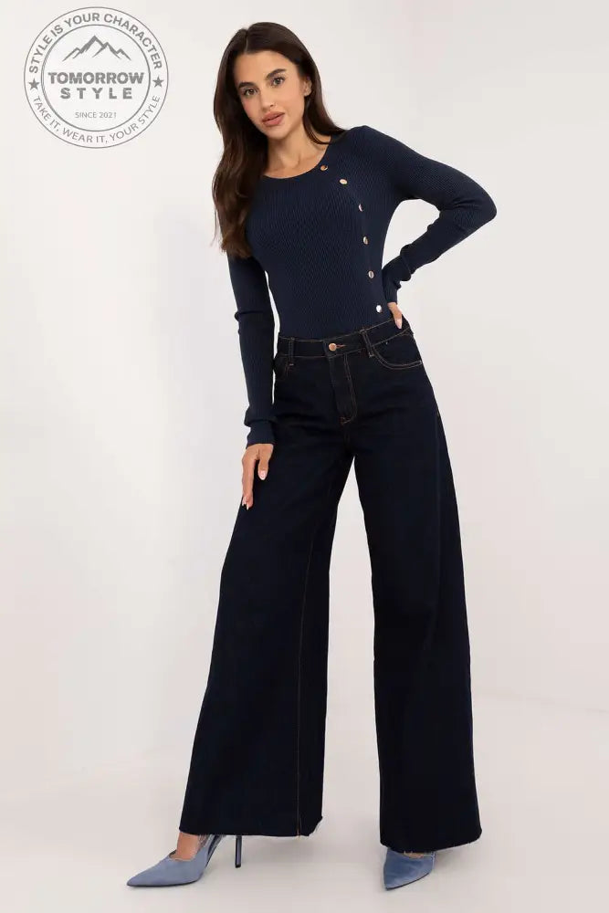 Lässiger Damenpullover mit dekorativen Knöpfen und klassischem Design – Ideal für Alltag und Büro - Tomorrow Style