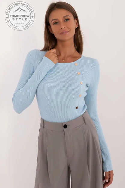Lässiger Damenpullover mit dekorativen Knöpfen und klassischem Design – Ideal für Alltag und Büro - Tomorrow Style