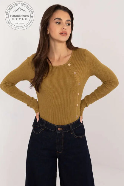 Lässiger Damenpullover mit dekorativen Knöpfen und klassischem Design – Ideal für Alltag und Büro - Tomorrow Style