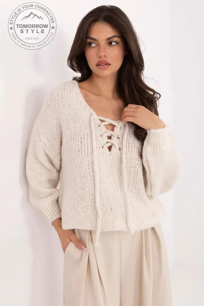 Lässiger Damenpullover mit Korsett - Schnürung - Tomorrow Style