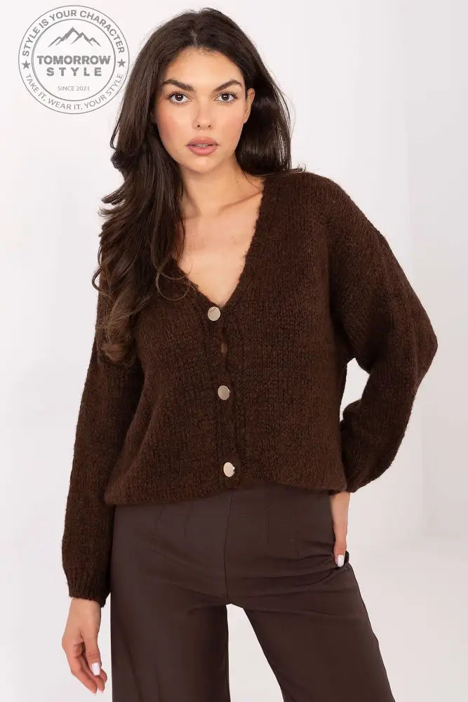 Lässiger Damenpullover mit V - Ausschnitt und Knopfleiste - Tomorrow Style