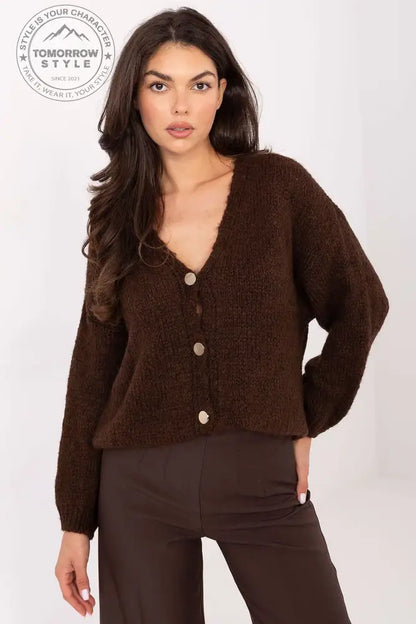 Lässiger Damenpullover mit V - Ausschnitt und Knopfleiste - Tomorrow Style