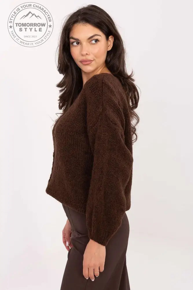 Lässiger Damenpullover mit V - Ausschnitt und Knopfleiste - Tomorrow Style