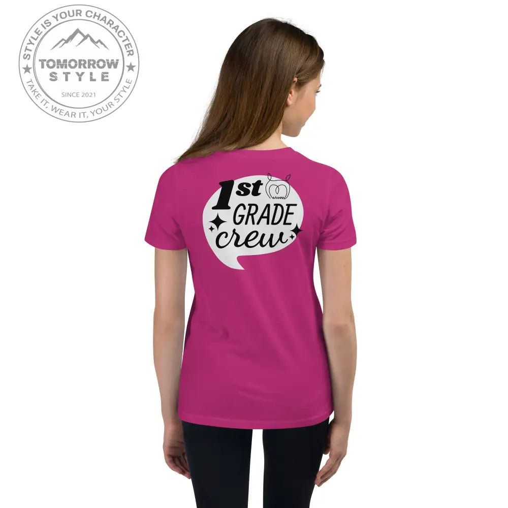Mädchen Kurzarm T-Shirt mit bedrucktem "1. Klasse" - Motiv - Tomorrow Style