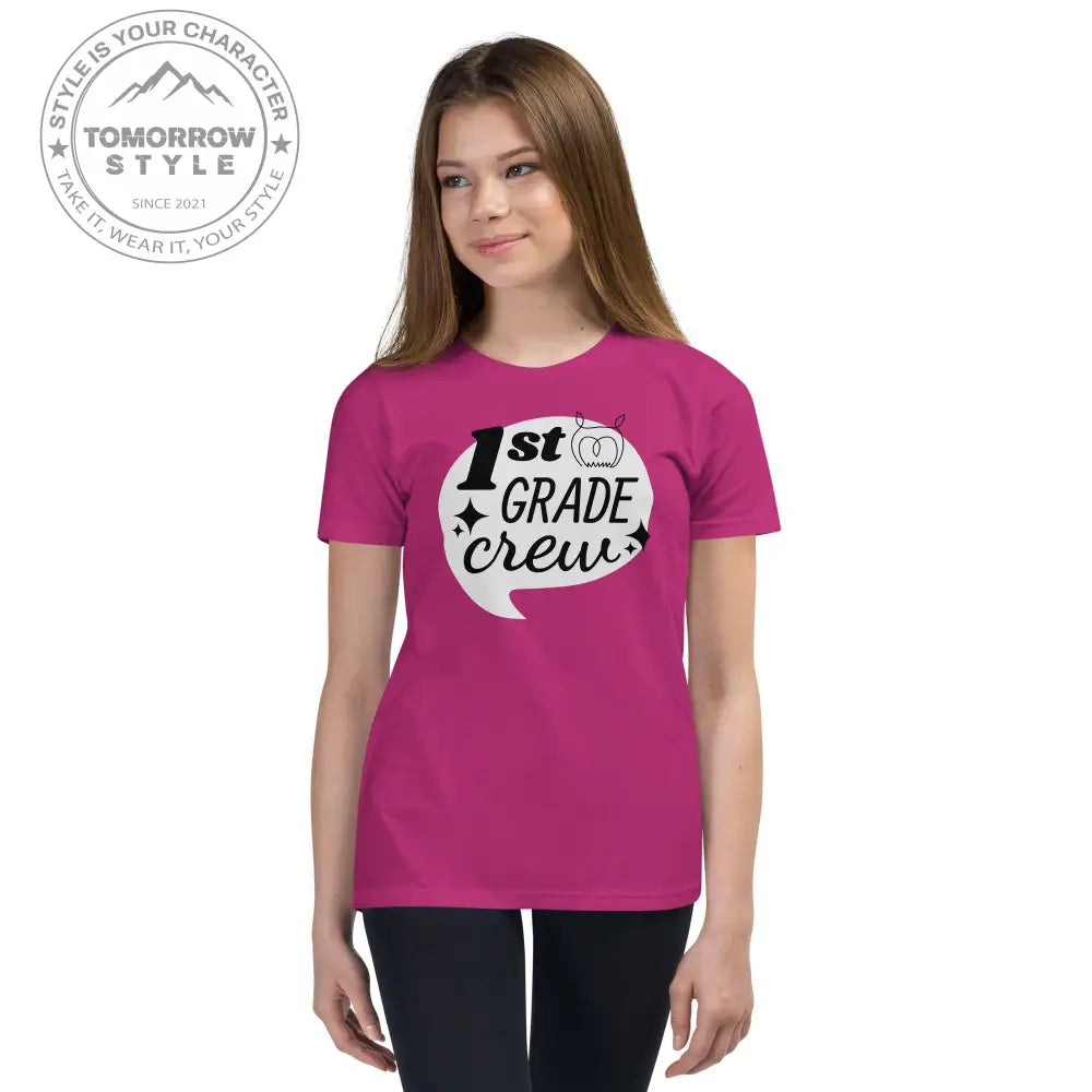 Mädchen Kurzarm T-Shirt mit bedrucktem "1. Klasse" - Motiv - Tomorrow Style