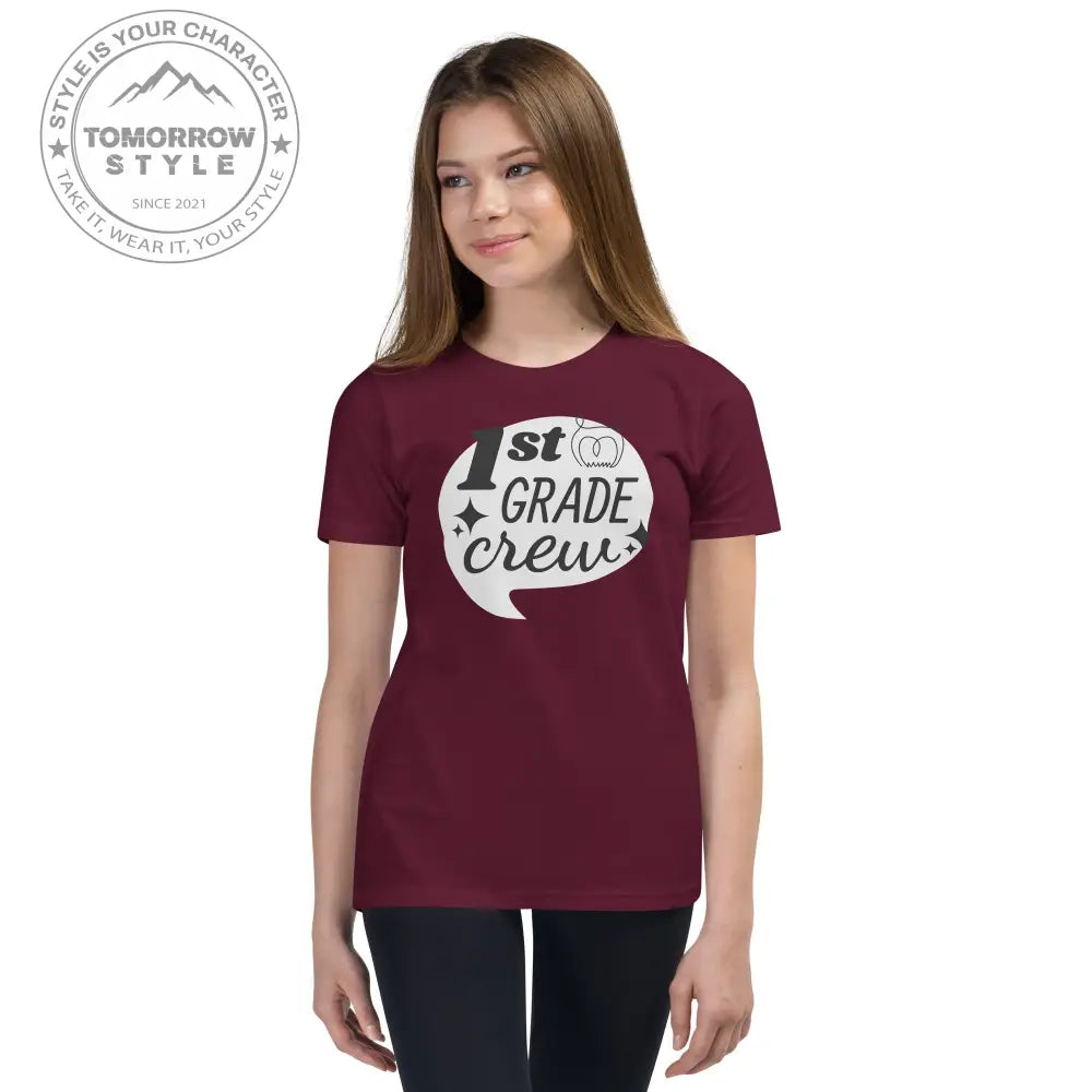 Mädchen Kurzarm T-Shirt mit bedrucktem "1. Klasse" - Motiv - Tomorrow Style