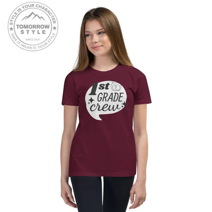 Mädchen Kurzarm T-Shirt mit bedrucktem "1. Klasse" - Motiv - Tomorrow Style