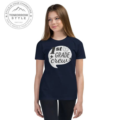 Mädchen Kurzarm T-Shirt mit bedrucktem "1. Klasse" - Motiv - Tomorrow Style