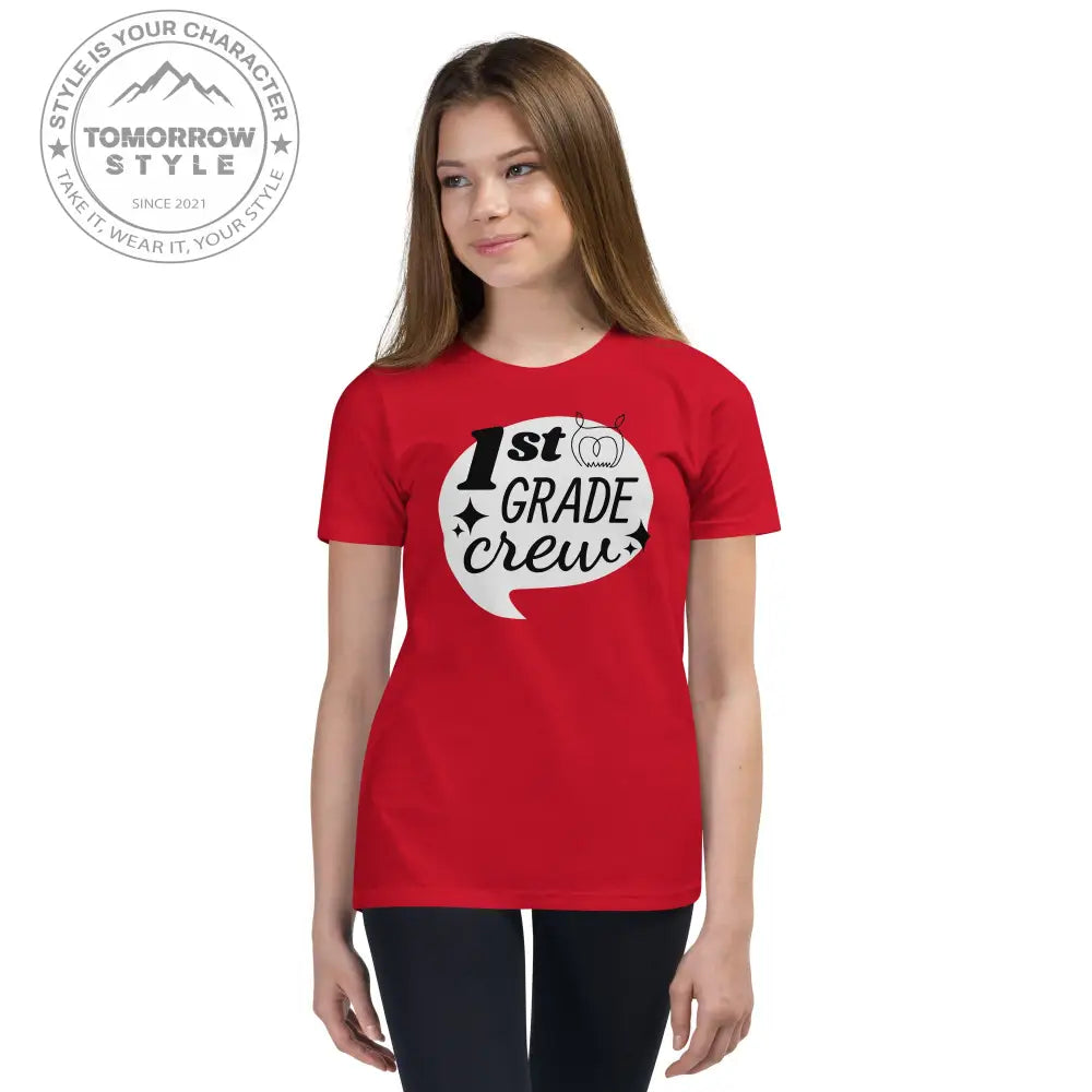 Mädchen Kurzarm T-Shirt mit bedrucktem "1. Klasse" - Motiv - Tomorrow Style