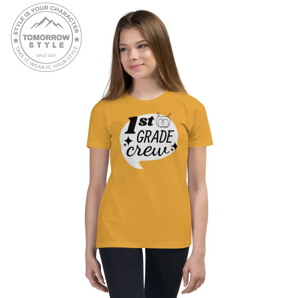 Mädchen Kurzarm T-Shirt mit bedrucktem "1. Klasse" - Motiv - Tomorrow Style