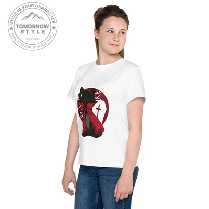 Mädchen Rundhals T-Shirt mit bedruckter Vampire - Katze - Tomorrow Style